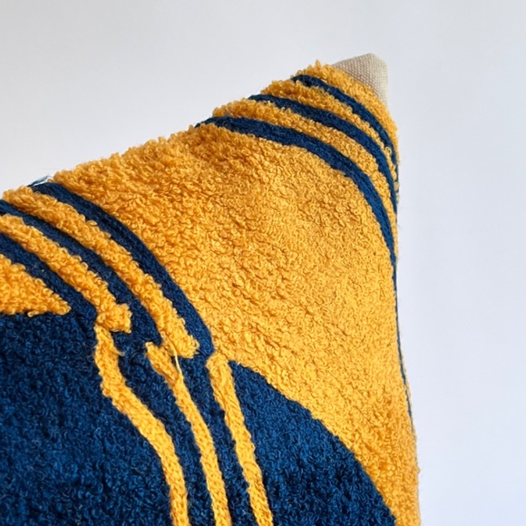 Blue Mustard Yellow Multi Color Pillow Cover|| Boho Textured Pillow Cover - Picture 2 of 3